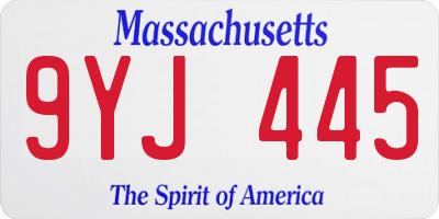 MA license plate 9YJ445