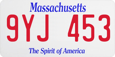 MA license plate 9YJ453