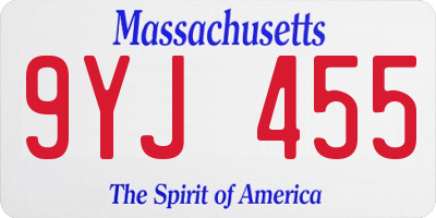 MA license plate 9YJ455