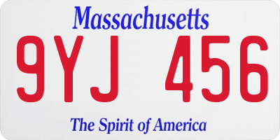 MA license plate 9YJ456