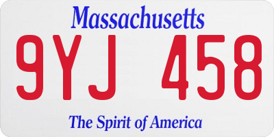MA license plate 9YJ458