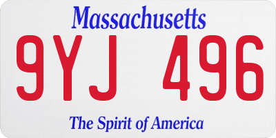 MA license plate 9YJ496