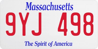 MA license plate 9YJ498