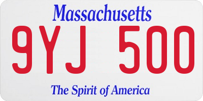 MA license plate 9YJ500