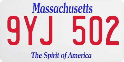 MA license plate 9YJ502