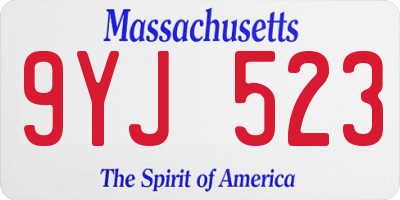 MA license plate 9YJ523