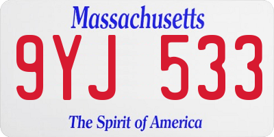 MA license plate 9YJ533