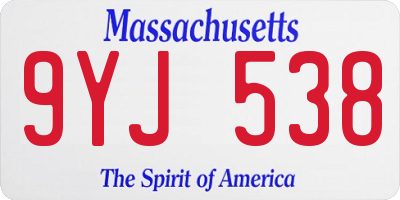 MA license plate 9YJ538
