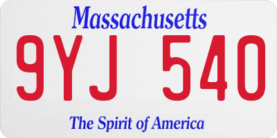 MA license plate 9YJ540