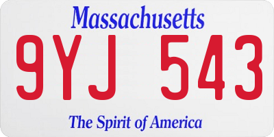 MA license plate 9YJ543
