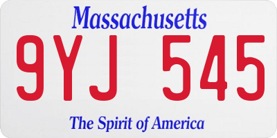 MA license plate 9YJ545