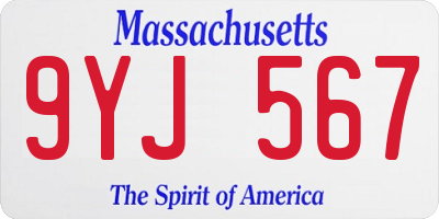 MA license plate 9YJ567