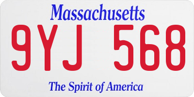 MA license plate 9YJ568