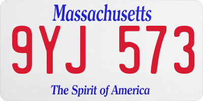 MA license plate 9YJ573