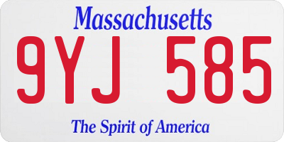 MA license plate 9YJ585
