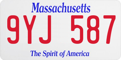 MA license plate 9YJ587