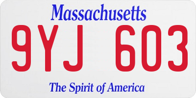 MA license plate 9YJ603