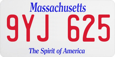 MA license plate 9YJ625