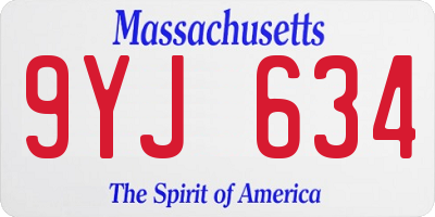 MA license plate 9YJ634