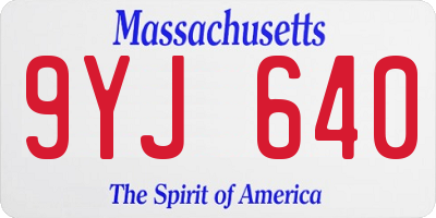 MA license plate 9YJ640