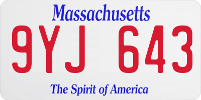 MA license plate 9YJ643