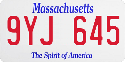 MA license plate 9YJ645