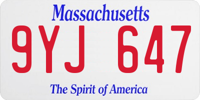 MA license plate 9YJ647