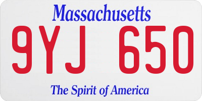 MA license plate 9YJ650