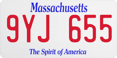 MA license plate 9YJ655