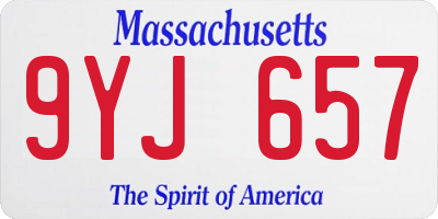 MA license plate 9YJ657