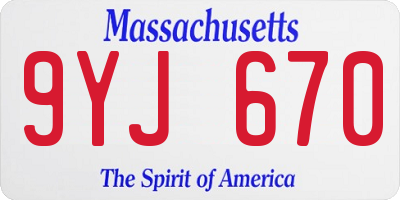 MA license plate 9YJ670