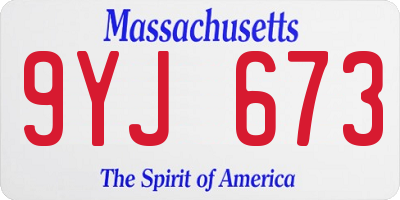 MA license plate 9YJ673