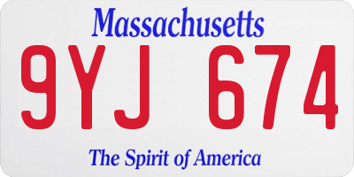 MA license plate 9YJ674