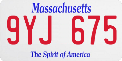 MA license plate 9YJ675