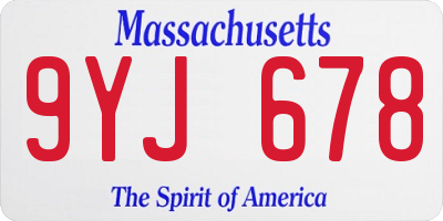 MA license plate 9YJ678