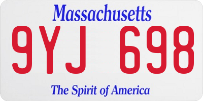 MA license plate 9YJ698