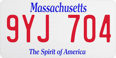 MA license plate 9YJ704