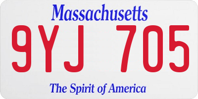 MA license plate 9YJ705