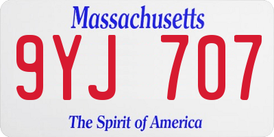 MA license plate 9YJ707