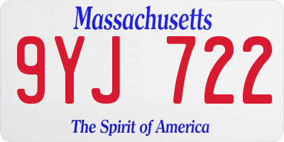 MA license plate 9YJ722