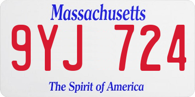 MA license plate 9YJ724