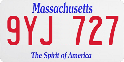 MA license plate 9YJ727