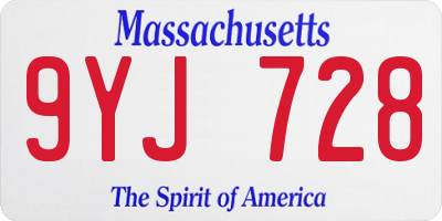 MA license plate 9YJ728
