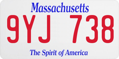 MA license plate 9YJ738