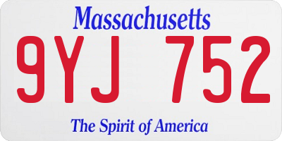 MA license plate 9YJ752