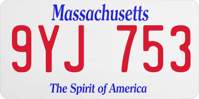 MA license plate 9YJ753