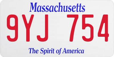 MA license plate 9YJ754