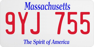 MA license plate 9YJ755
