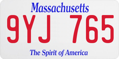 MA license plate 9YJ765