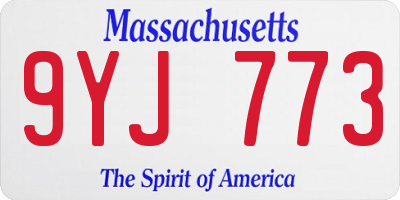 MA license plate 9YJ773